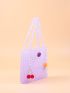 Fruit Graphic Allover Beaded Decor Square Bag