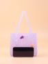 Fruit Graphic Allover Beaded Decor Square Bag
