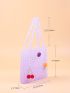 Fruit Graphic Allover Beaded Decor Square Bag
