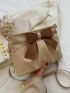 Minimalist Bow Decor Ruched Bag