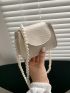 Mini Crocodile Embossed Faux Pearl Decor Square Bag