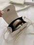 Mini Crocodile Embossed Faux Pearl Decor Square Bag