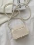 Mini Crocodile Embossed Faux Pearl Decor Square Bag