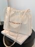 Letter Graphic Drawstring Tote Bag