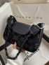Floral Graphic Braided Strap Baguette Bag