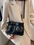 Minimalist Bow Decor Ruched Square Bag