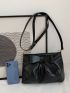 Minimalist Bow Decor Ruched Square Bag