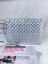 Metallic Quilted Square Bag With Wristlet