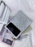 Metallic Quilted Square Bag With Wristlet