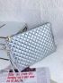 Metallic Quilted Square Bag With Wristlet