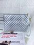 Metallic Quilted Square Bag With Wristlet