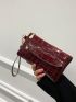Crocodile Embossed Square Bag With Wristlet