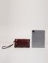 Crocodile Embossed Square Bag With Wristlet