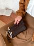 Crocodile Embossed Square Bag With Wristlet