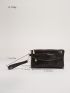 Crocodile Embossed Square Bag With Wristlet