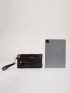 Crocodile Embossed Square Bag With Wristlet