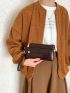 Crocodile Embossed Square Bag With Wristlet