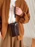 Crocodile Embossed Square Bag With Wristlet