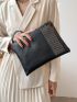 Studded Decor Square Bag With Wristlet