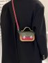 Colorblock Crocodile Embossed Push Lock Square Bag
