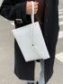 Studded Decor Flap Square Bag