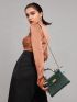 Twilly Scarf Decor Crocodile Embossed Square Bag