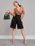 Twilly Scarf Decor Crocodile Embossed Square Bag