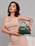 Mini Crocodile Embossed Twilly Scarf Decor Square Bag