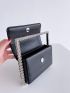 Mini Rhinestone Decor Flap Square Bag