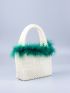 Allover Faux Pearl Decor Bucket Bag