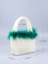 Allover Faux Pearl Decor Bucket Bag