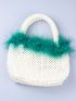Allover Faux Pearl Decor Bucket Bag