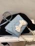 Faux Pearl & Bow Decor Flap Square Bag