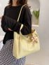 Crocodile Embossed Twilly Scarf Decor Tote Bag