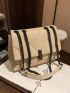 Chevron Flap Chain Square Bag