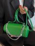Chain Decor Flap Cylinder Bag