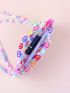 Allover Heart Design Beaded Decor Square Bag