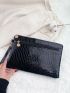 Crocodile Embossed Square Bag With Wristlet