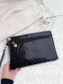 Crocodile Embossed Square Bag With Wristlet