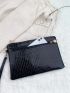 Crocodile Embossed Square Bag With Wristlet