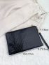 Crocodile Embossed Square Bag With Wristlet