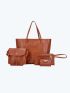 4pcs Crocodile Embossed Tassel Decor Bag Set