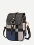 Mini Random Colorblock Plaid Flap Square Bag