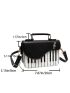 Mini Piano Print Music Note Embroidered Square Bag