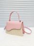 Top Handle Flap Straw Bag