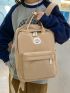 Letter Patch Decor Functional Backpack