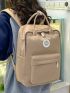 Letter Patch Decor Functional Backpack