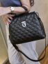 Quilted Push Lock Satchel Bag