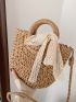 Mini Minimalist Twilly Scarf Decor Straw Bag