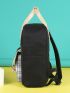 Plaid Print Patch Detail Flap Backpack With Bag Charm